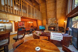 Living Room with Wood-Burning Fireplace