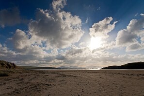 Sunny day in Rhosneigr - stock photo