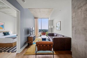 Living room with city views