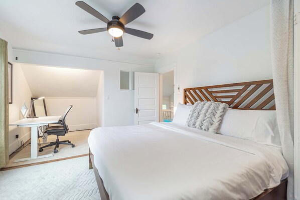 King bed in the primary bedroom