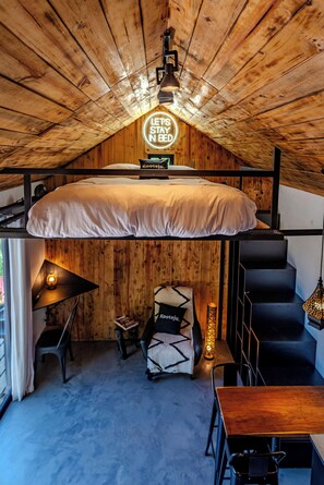 Sleep up, live below — smart design.