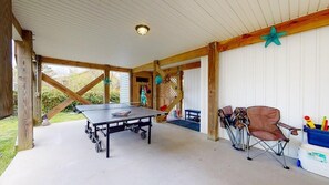 Beach Equipment, ping pong, and outdoor shower
