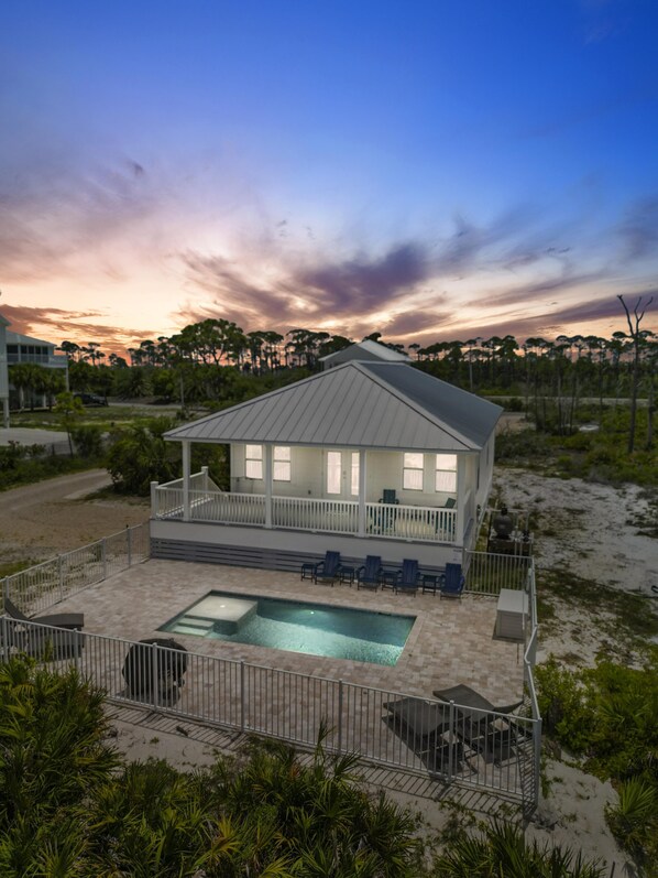 Fenced pool at Sunset