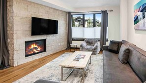 Living room and fireplace