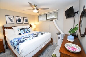 Portable AC, Ceiling Fan in Bedroom