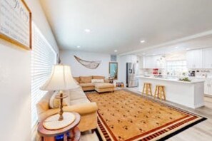 Living room with kitchen view