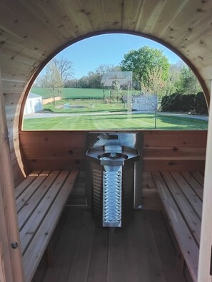 Unwind and relax in your private sauna – a cozy retreat to warm up and recharge.