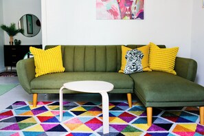 This couch folds down into a futon.
