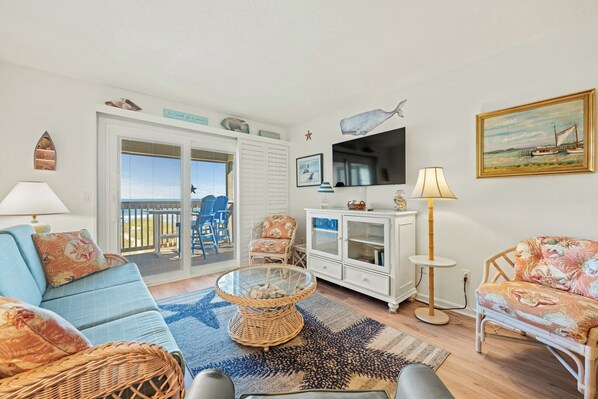 Living Area with Oceanfront Deck Access
