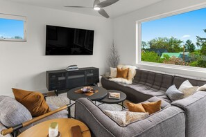 Flat screen television and cozy seating