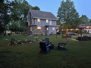 View of the backyard at night