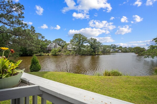 Deck overlooking Blue Heron Lake