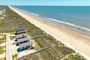 Aerial view of the beach front property