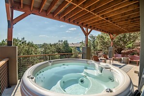 Private hot tub with surrounding views