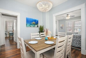 Great dining space between living and kitchen for dining and games