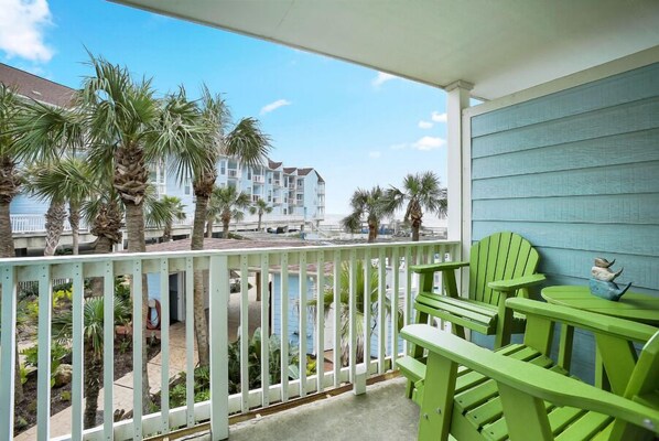 Pool and ocean views from the extra large balcony.
