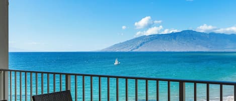 Endless blue ocean and skies can be seen from the living, master bedroom, lanai