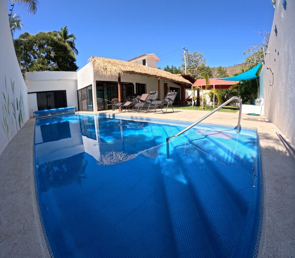 Private pool
12m x 3m 
approx 1m deep