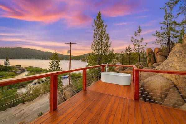 Incredible views of Big Bear Lake from our deck.