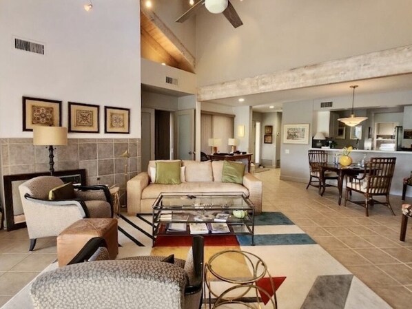 Living Area.  Spacious. Lake View. 
 Skylights.
