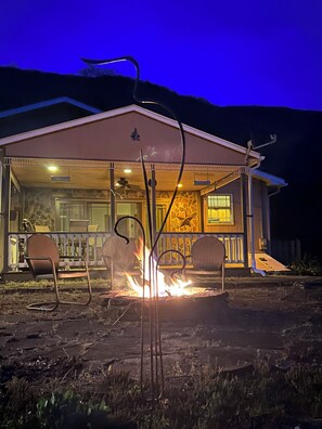 Fires on the stone patio under the "Dark Skies" are beautiful.