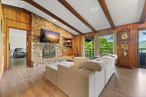 Cozy living space with view and smart TV