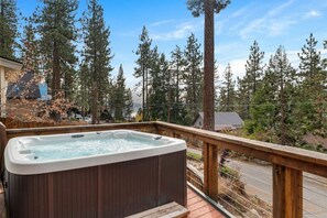 Hot tub with a view on the outside lower deck