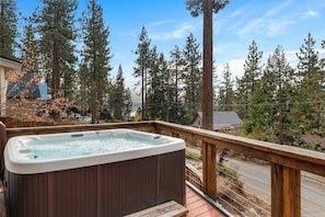 Hot tub with a view on the outside lower deck