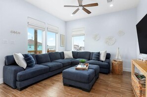 Curl up on the big, comfy sectional and catch up on your favorite movies and TV shows.