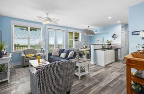 Beautifully updated, with a coastal look and feel. Extra large balcony for gathering with family and friends!