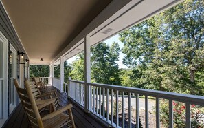 Exterior Covered Deck with Rocking Chairs