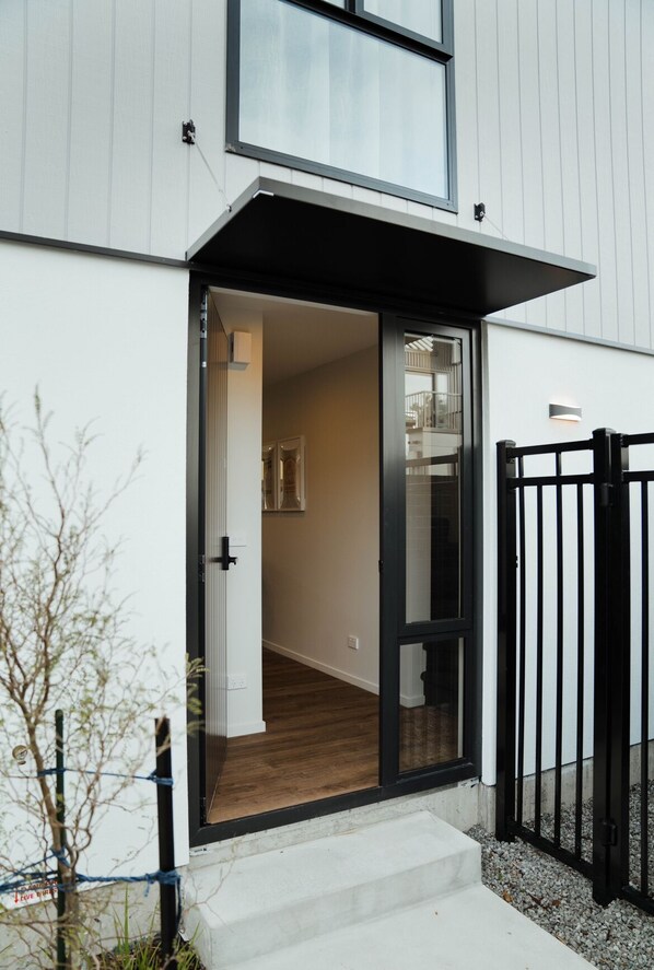 Private entrance. Electronic keypad entry.