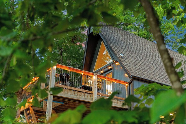 Escape to our enchanting A-frame home, nestled in serene, lush greenery.