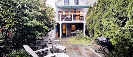 Exterior courtyard area behind the home.