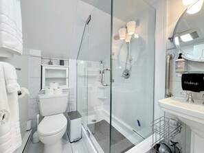 Full bathroom with shower. Located on the second floor between the two bedrooms.