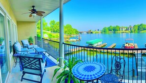 Sip your morning coffee as you watch the boats pass by.