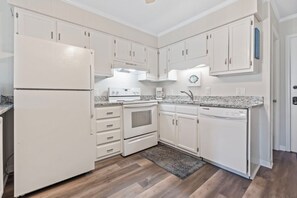 Newly updated kitchen with granite countertops
