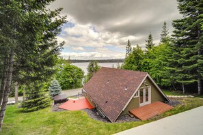Property Exterior | Private Hot Tub | Lake Hayden Views