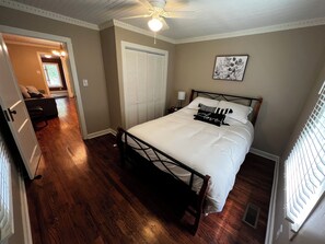 Bedroom with queen bed.