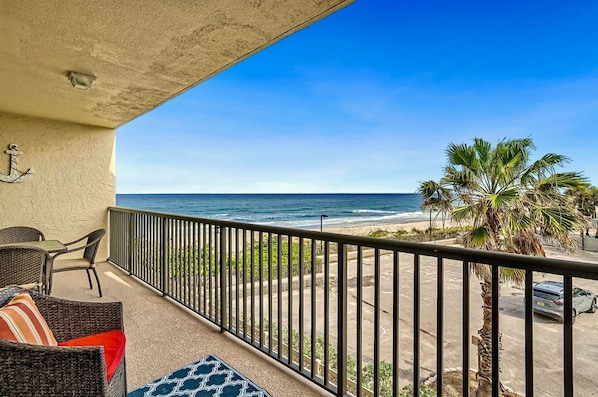Enjoy stunning Gulf views from the private balcony, perfect for sunset toasts and relaxing mornings.