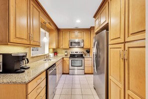 The villa is equipped with a fully stocked kitchen, washer, and dryer, ensuring a hassle-free stay.