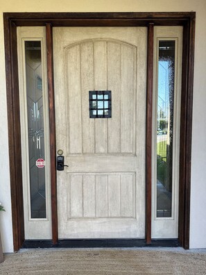 Front door with keyless entry for easy access