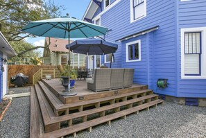 Nice spacious deck out back with plenty of seating. Enjoy cooking out on the pellet grill, and playing Bocce Ball with friends and family.  Make it a night to remember...