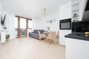 Living area with television.