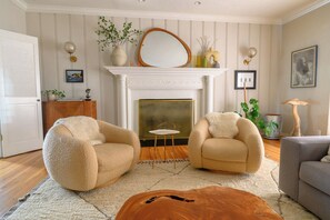 Family room fire place and additional seating