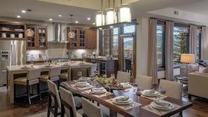 Dining Room with views into the kitchen
