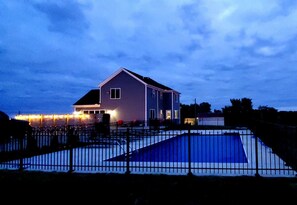 Beautiful home glowing at night