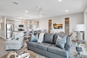 Experience the dream in this spacious sanctuary, where soft textures and soothing colors merge with an open, welcoming kitchen