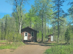 Cabin and outhouse