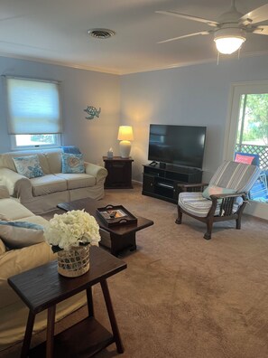 Large living room, 55’ Stream TV